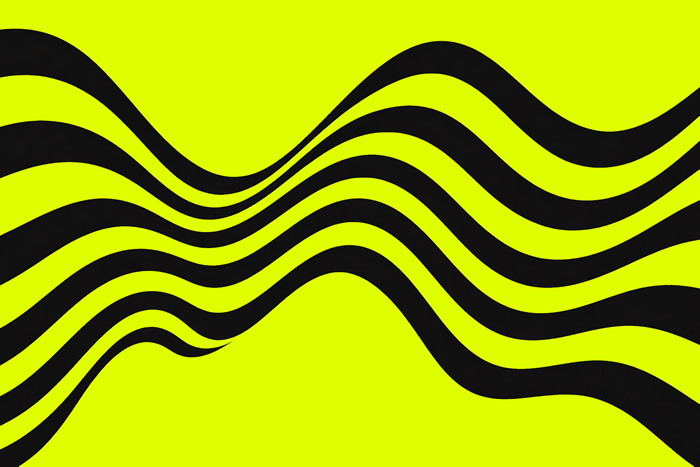 Yellow and black abstract wave artwork